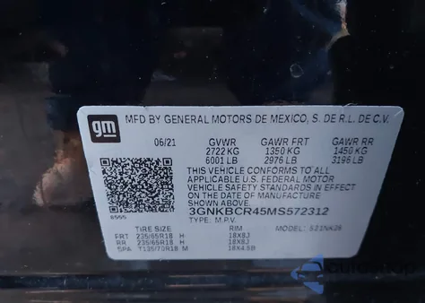 2021 Chevrolet Blazer Fwd 2Lt from USA, damaged, VIN 3GNKBCR45MS572312